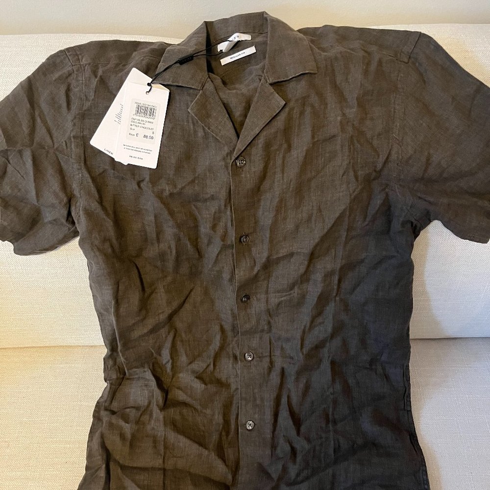 Reiss rufus regular fit linen cuban collar shirt